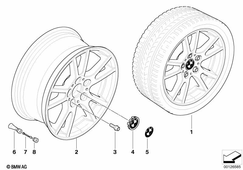 Genuine Alloy Wheel x1 17" Double-Spoke 148 Light Rim 36 10 3 412 060 view 2