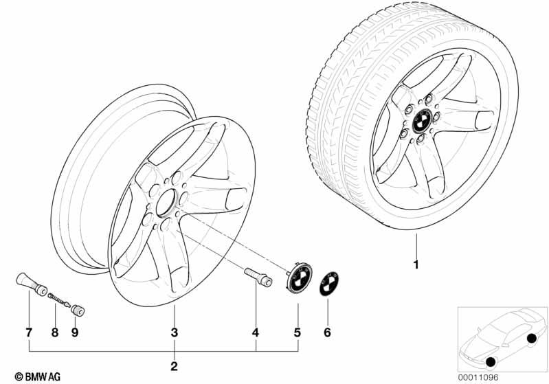 Genuine Alloy Wheel x1 17" Star Spoke 49 Rim 36 11 1 095 442 view 2