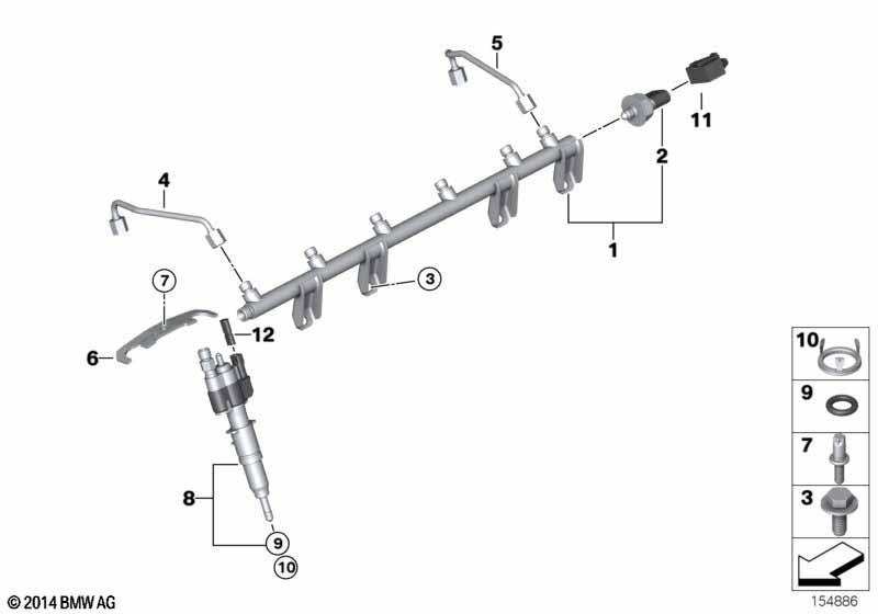 Genuine Fuel Injector High Pressure Rail Line Replacement 13 53 8 616 079