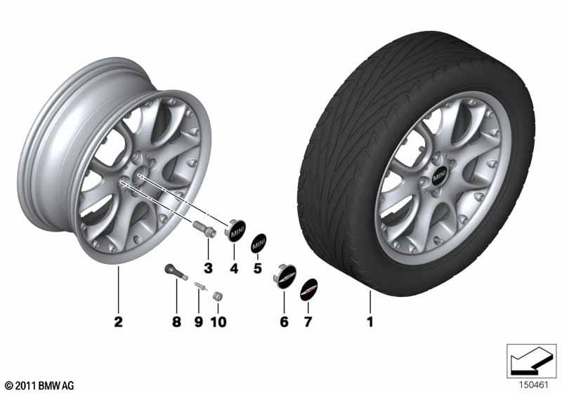 Genuine 17" Inch Alloy Wheel Web-Spoke Composite R98 Silver 36 11 6 775 686 view 3