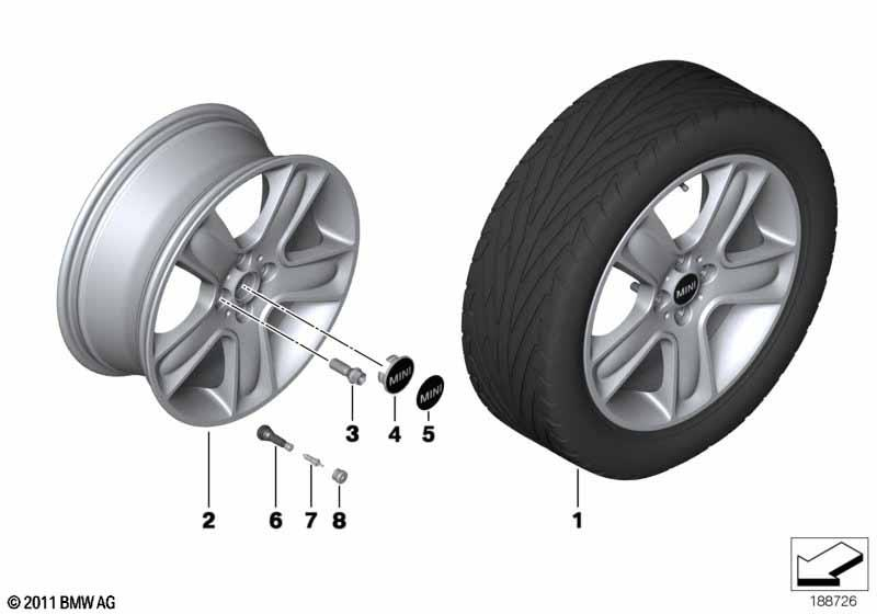 Genuine 17" Inch Light Alloy Wheel Star Bullet R111 Black 36 11 6 784 124 view 3