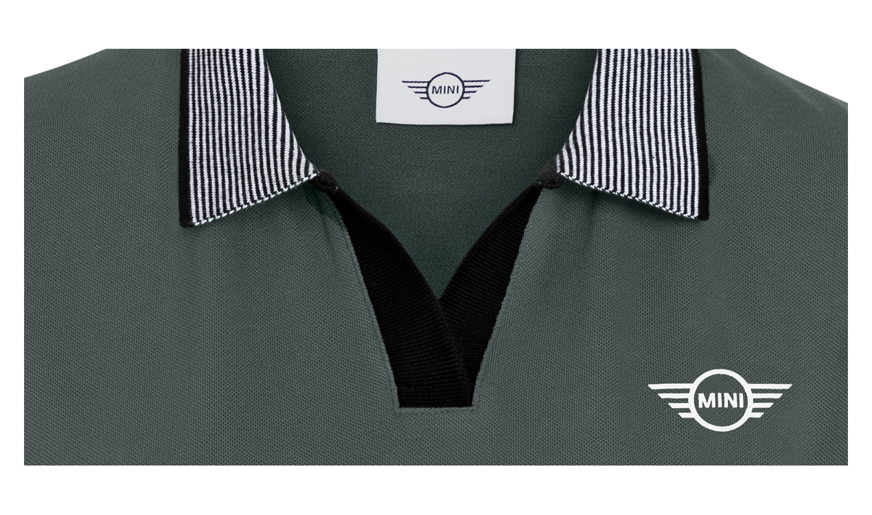Genuine Womens Polo Shirt Tee Top Striped Collar Sage    view 3