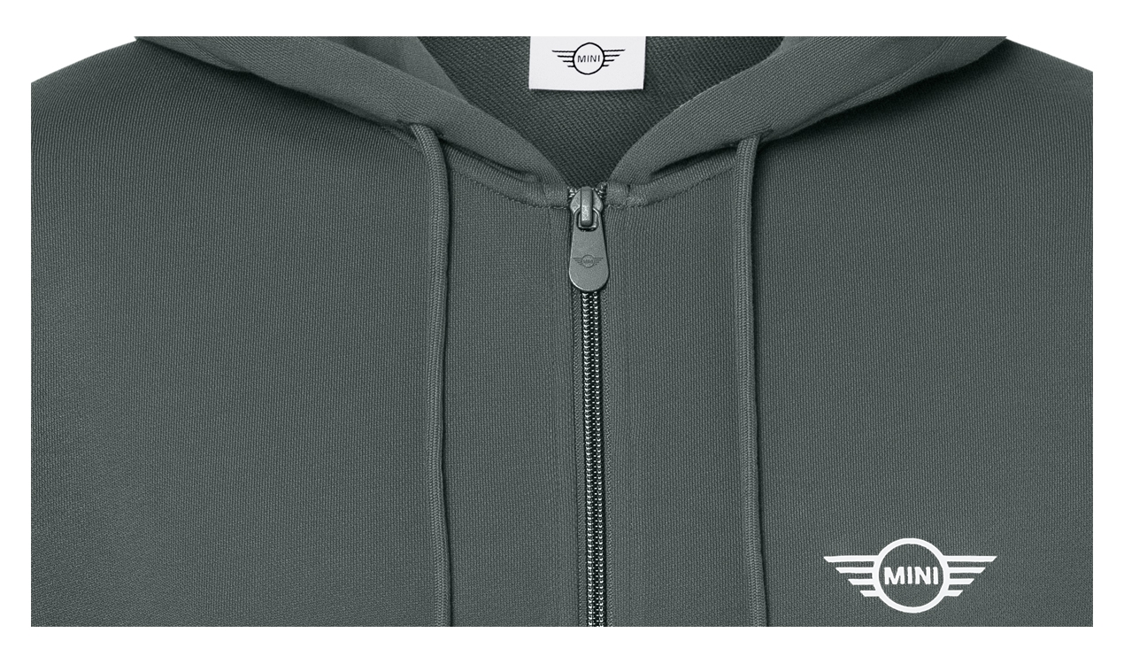 MINI Genuine Mens Zip Hoodie Sweatshirt Striped Binding Sage   view 3