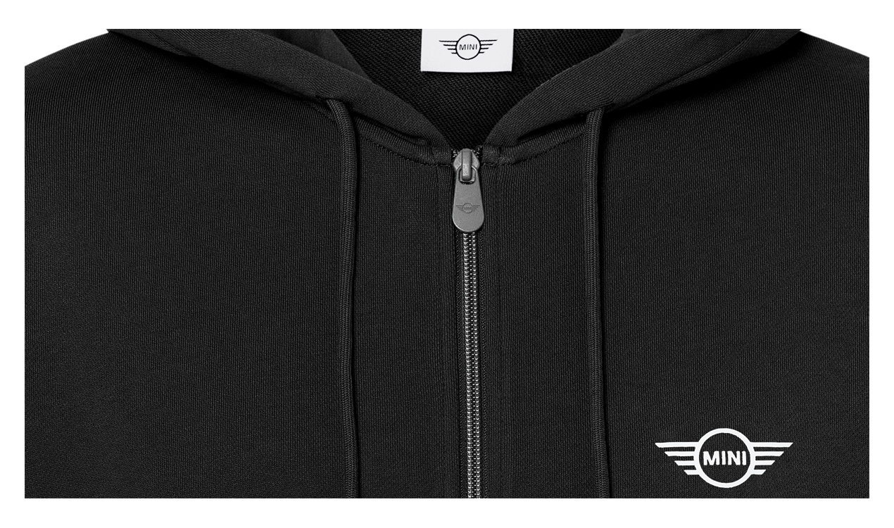 MINI Genuine Mens Zip Hoodie Sweatshirt Striped Binding Black    view 3