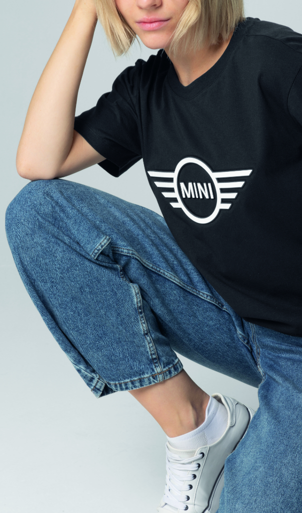 Genuine Womens Ladies T Shirt Tee Top Wing Logo Embossed Black White view 3