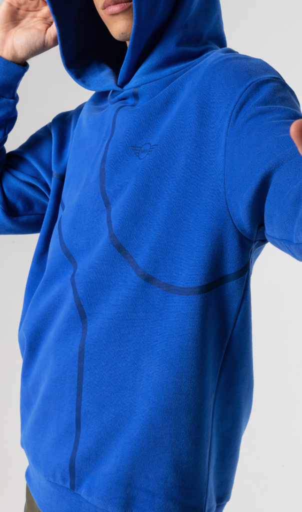 Genuine Mens Hoodie Sweatshirt Outline Print Wing Logo Cotton Blazing Blue view 3