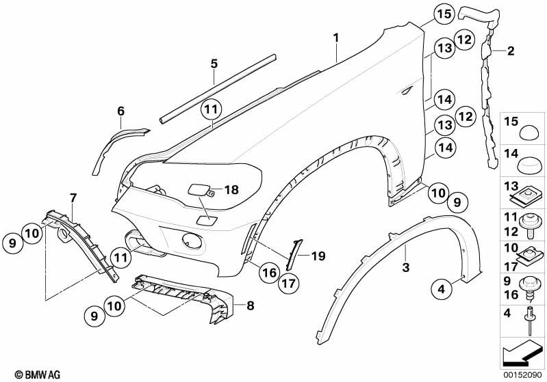 Genuine Front Right Headlight Washer Jet Cover 51 65 7 199 142 view 2
