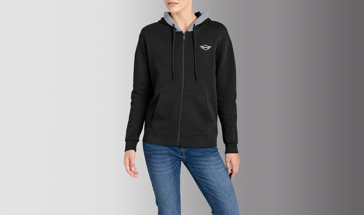 Genuine Womens Zip Hoodie Sweatshirt Striped Binding Black    view 4