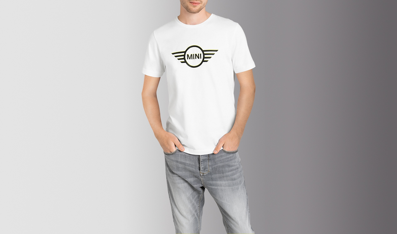 MINI Genuine Mens T Shirt Tee Top Wing Logo Two Tone White Black    view 4