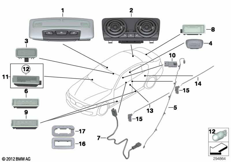 Genuine Rear Door Entrance Lamp Holder Frame Anthrazit 63 31 9 130 836 view 2