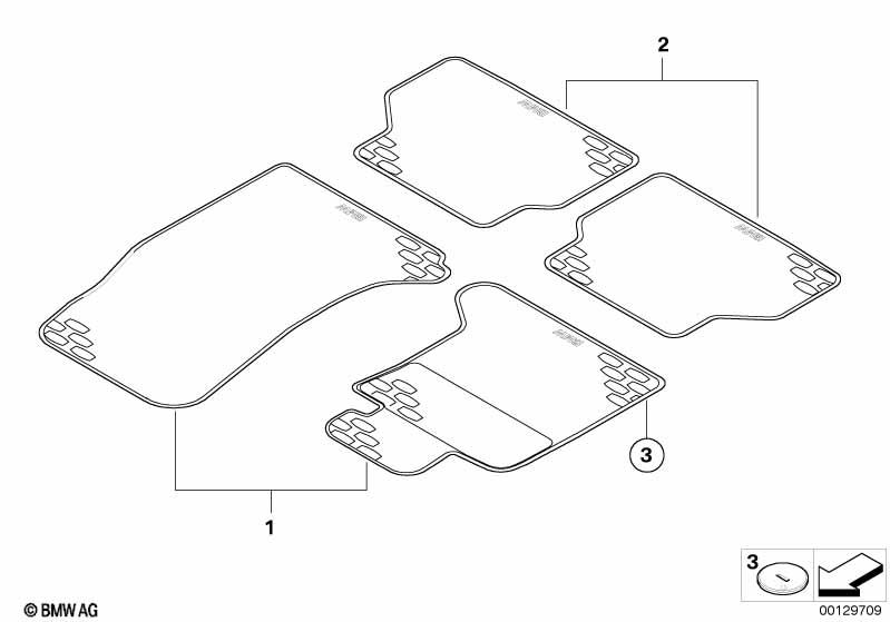 Genuine 2 Piece Set Rear Floor Mats Carpet All Weather 51 47 2 409 274 view 2