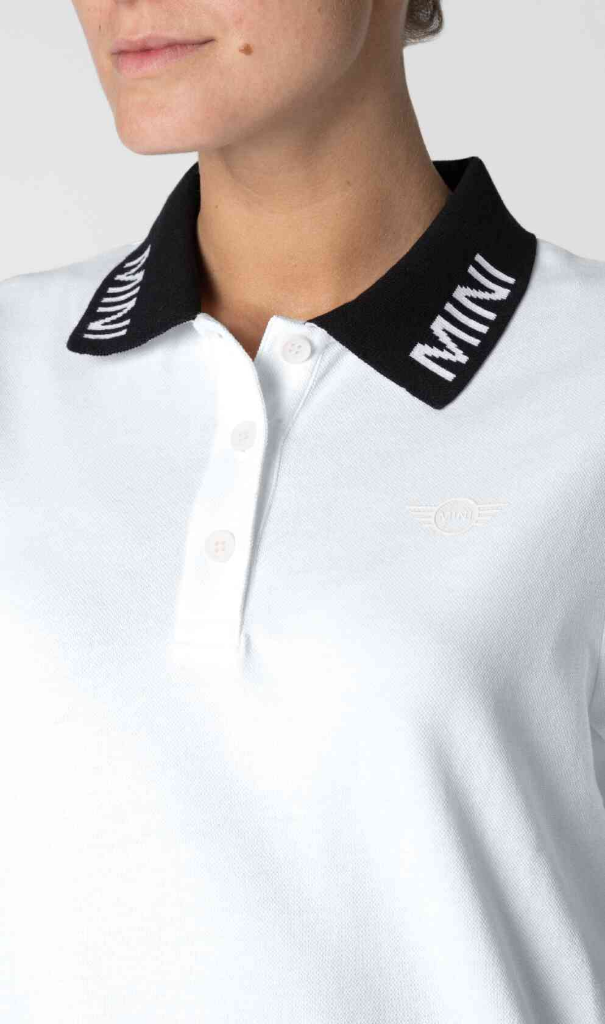 Genuine Wordmark Womens Ladies Polo Shirt White Tee Top Semi Loose Fit view 4