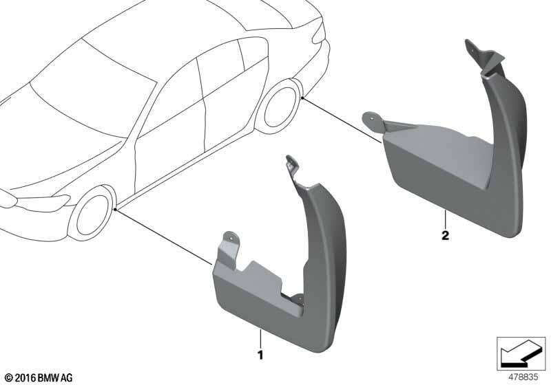 Genuine Rear Right Left Mud Flaps Set 2 Pieces Black 82 16 2 413 633 view 2