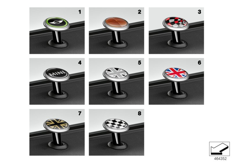 Genuine Clubman Chequered Black/Grey Style Pack - Mirror Covers + Lock Caps view 6