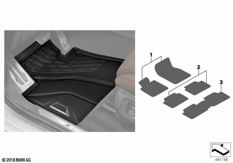 Genuine All Weather Rear Car Floor Mats Set 2 Pieces Rubber 51 47 2 458 554 view 2