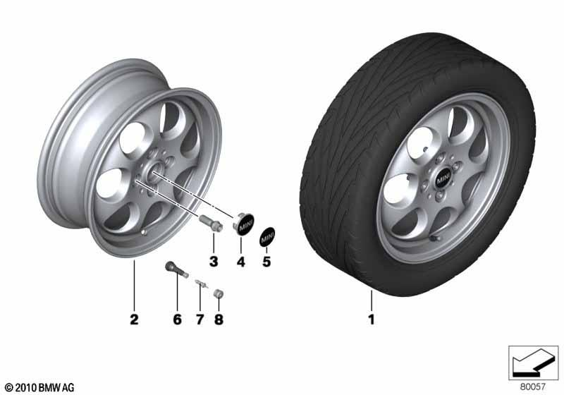 Genuine 15" Inch Light Alloy Wheel Rim 7-Hole R81 Silver 36 11 1 512 458 view 3