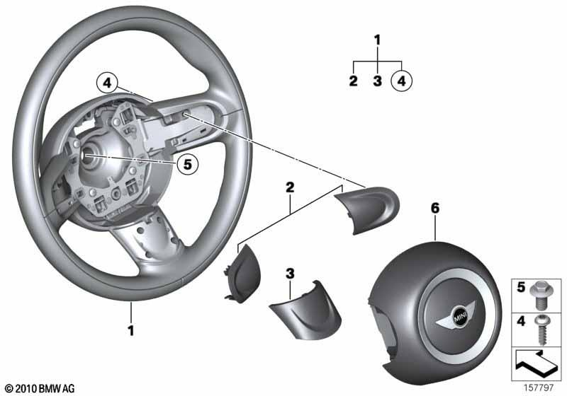 Genuine Steering Wheel Spoke Trim Covers Set Silver 32 30 6 773 637 view 3