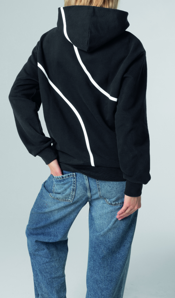 Genuine Womens Ladies Hoodie Sweatshirt Outline Print Black White view 3