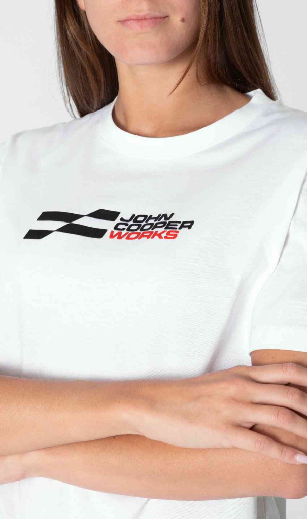 Genuine JCW Logo Womens Ladies T Shirt White Tee Top Semi Loose Fit view 3