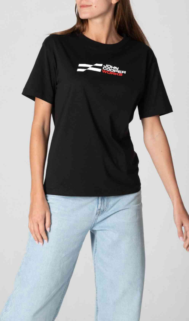 Genuine JCW Logo Womens Ladies T Shirt Black Tee Top Semi Loose Fit view 3