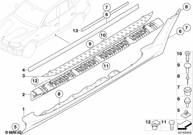 Genuine Sill/Footplate Rubber Grommet 51 71 7 053 464 view 4